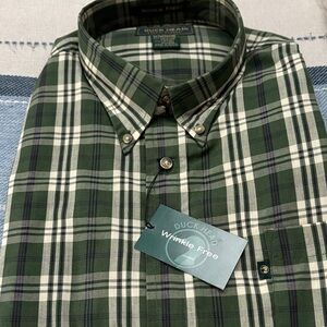 Duck Head Forest Green and Cream Plaid Button-Down Shirt